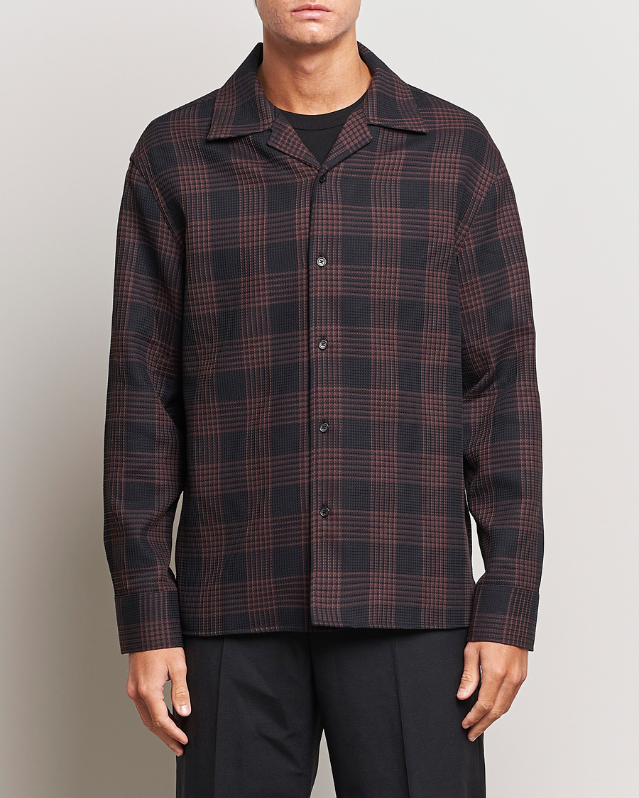 Herren | Filippa K | Filippa K | Waffle Checked Resort Shirt Dark Chocolate/Black