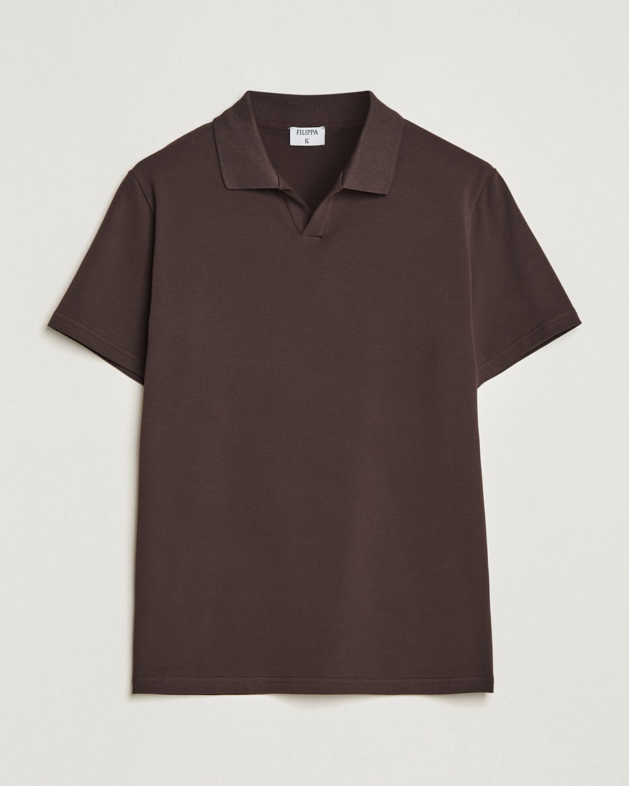 Herren | Filippa K | Filippa K | Soft Lycra Polo T-Shirt Dark Chocolate
