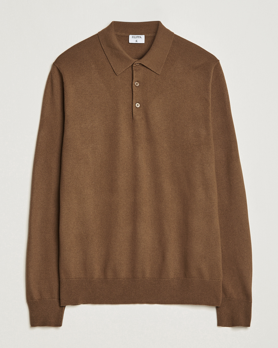 Herren | Pullover | Filippa K | Knitted Polo Shirt Bronze Green
