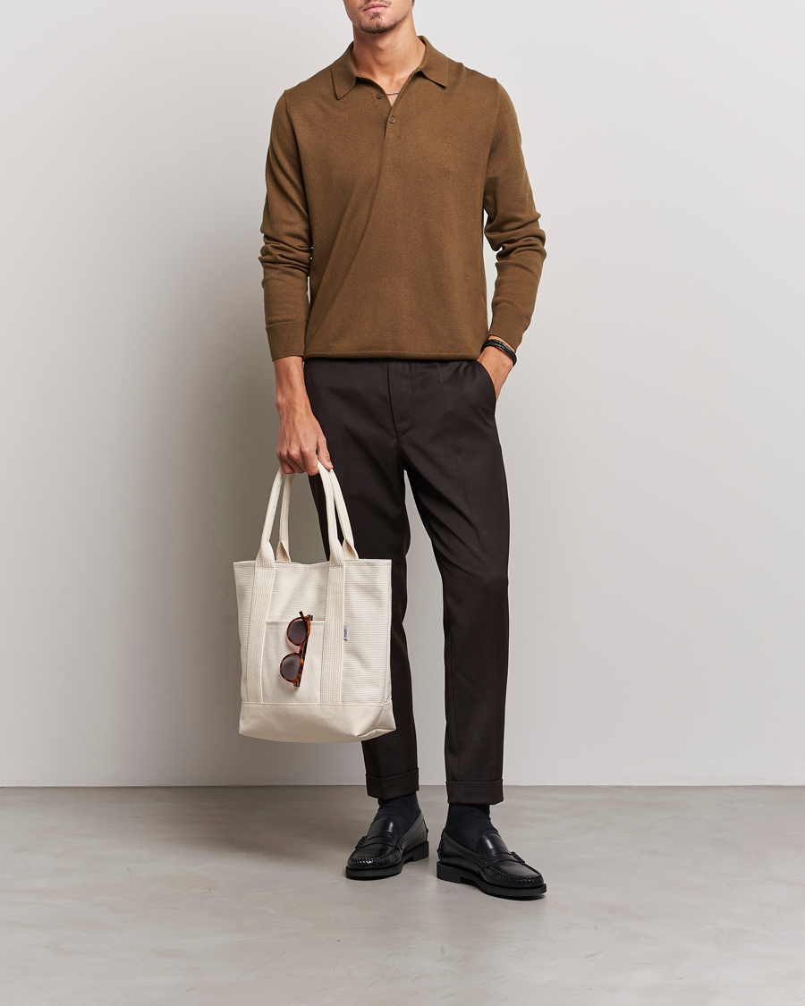Herren | Pullover | Filippa K | Knitted Polo Shirt Bronze Green