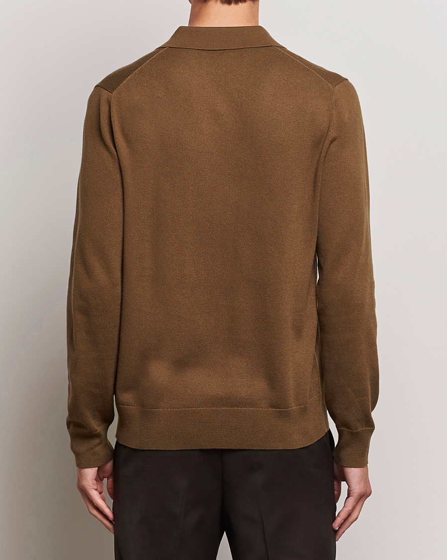 Herren | Pullover | Filippa K | Knitted Polo Shirt Bronze Green