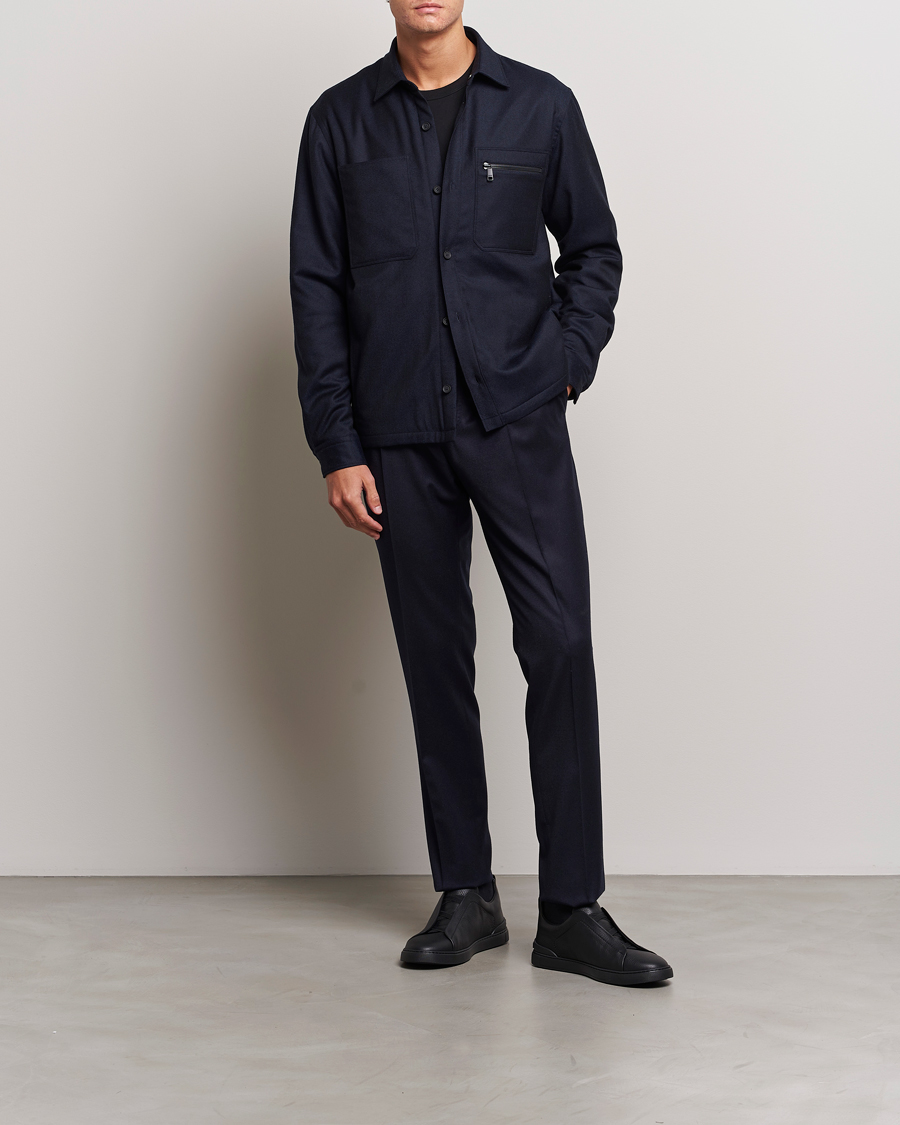Herren | Jacken | Zegna | Techmerino Flannel Shirt Jacket Navy