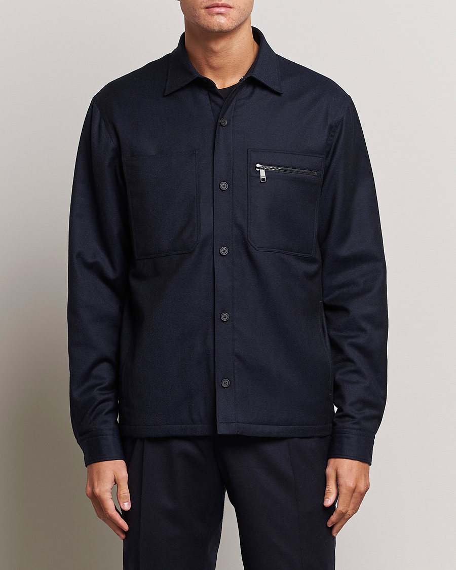 Herren | Zegna | Zegna | Techmerino Flannel Shirt Jacket Navy