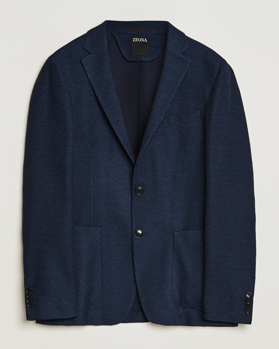 Herren | Sakkos | Zegna | Unconstructed Structured Wool Blazer Navy