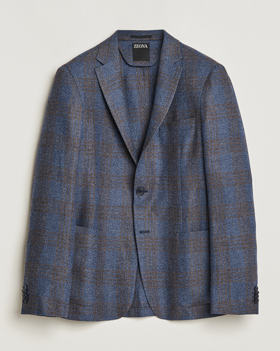 Herren | Sakkos | Zegna | Unconstructed Check Wool Blazer Navy