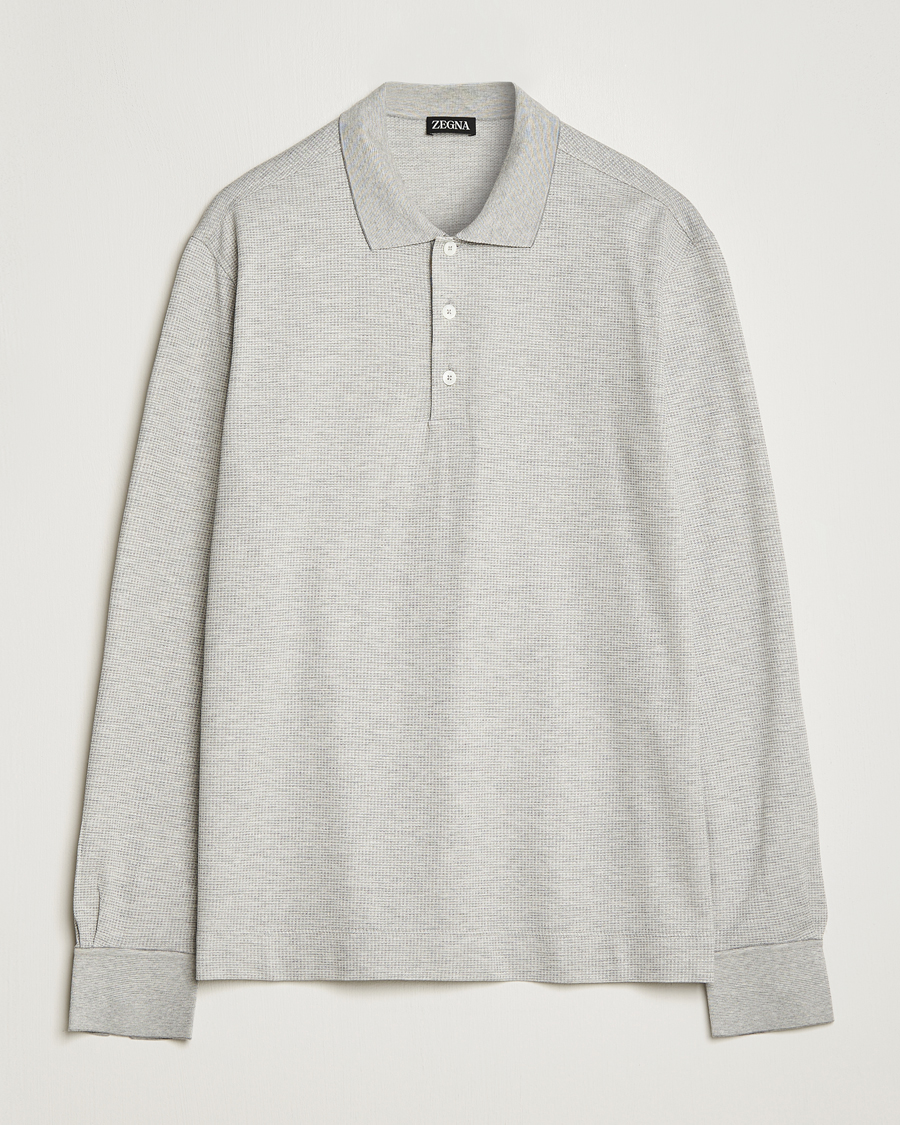 Herren |  | Zegna | Cotton/Silk Long Sleeve Polo Light Grey