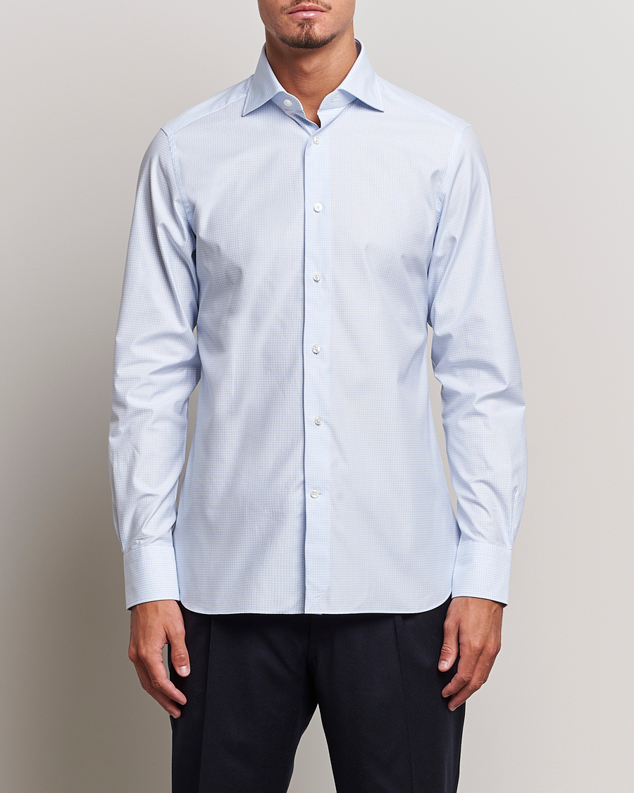 Herren | Zegna | Zegna | Slim Fit Check Dress Shirt Light Blue