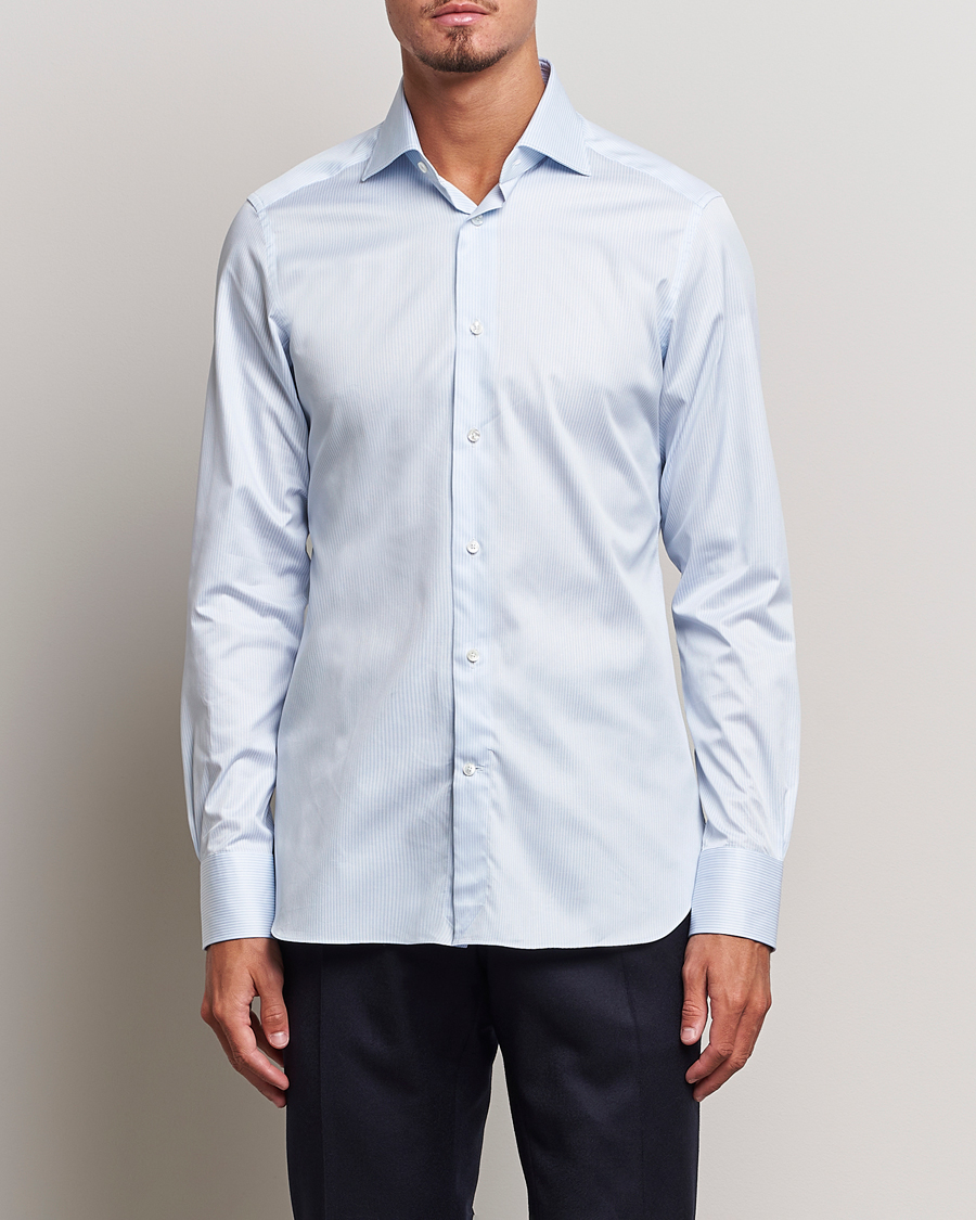 Herren | Zegna | Zegna | Slim Fit Striped Dress Shirt Light Blue