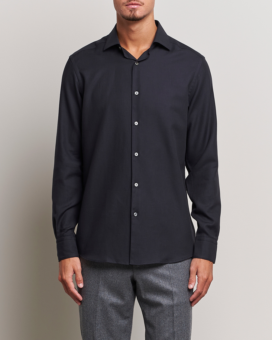 Herren | Quiet Luxury | Zegna | Cotton/Cashmere Casual Shirt Navy