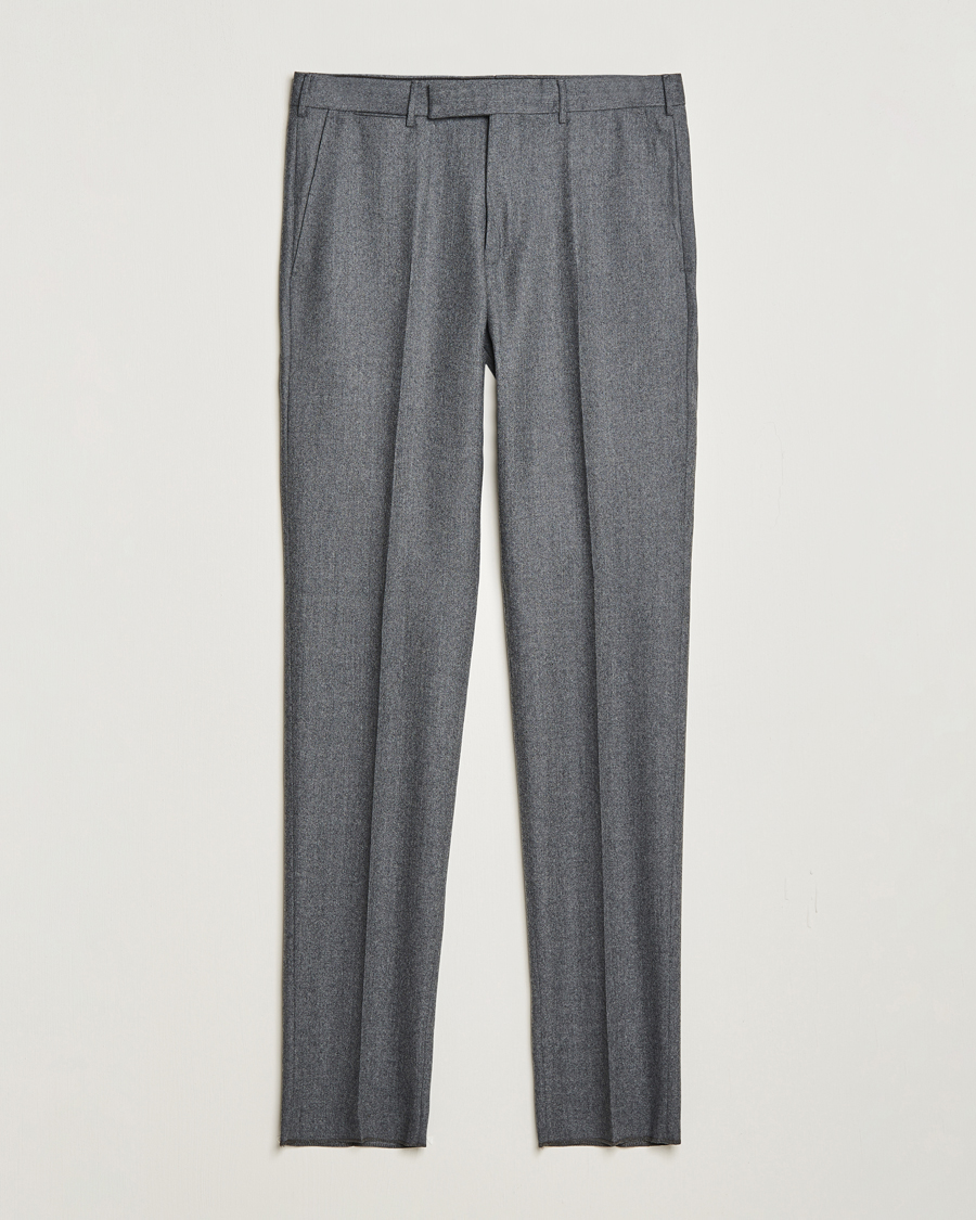 Herren | Flanellhosen | Zegna | Carded Flannel Trousers Grey Melange