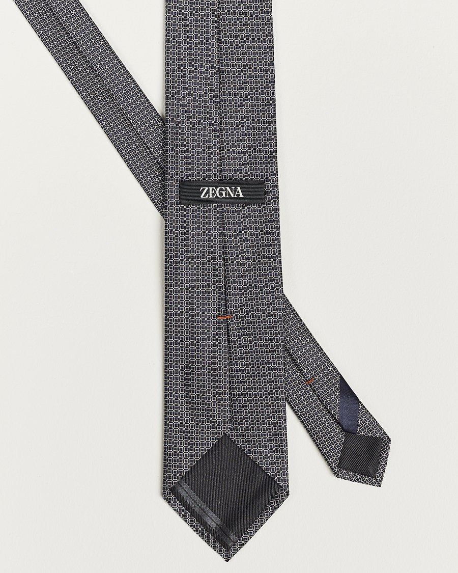 Herren | Zegna Printed Silk Tie Navy | Zegna | Printed Silk Tie Navy