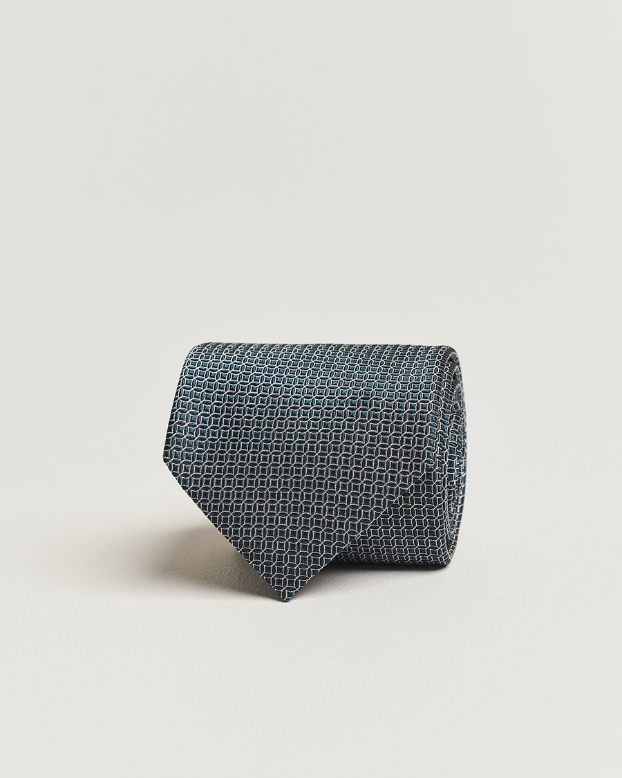 Herren | Zegna Printed Silk Tie Dark Green | Zegna | Printed Silk Tie Dark Green