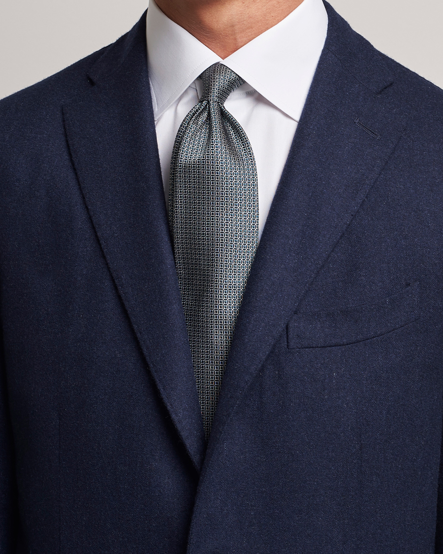 Herren | Zegna Printed Silk Tie Dark Green | Zegna | Printed Silk Tie Dark Green