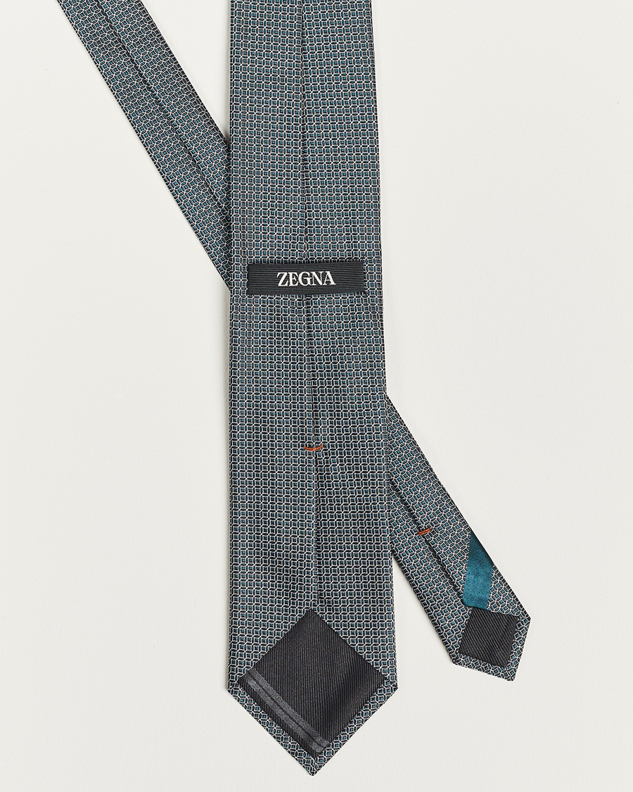 Herren | Krawatten | Zegna | Printed Silk Tie Dark Green