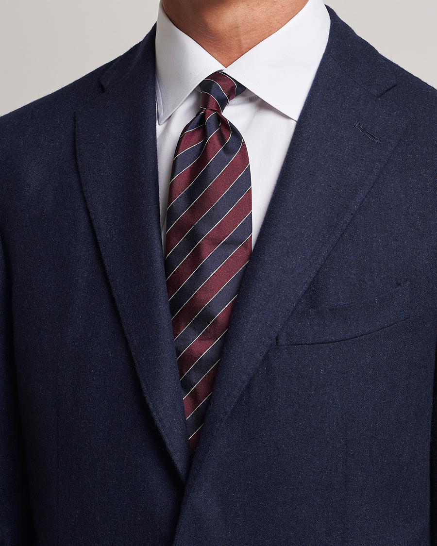 Herren | Zegna | Zegna | Regimental Stripe Silk Tie Navy/Burgundy
