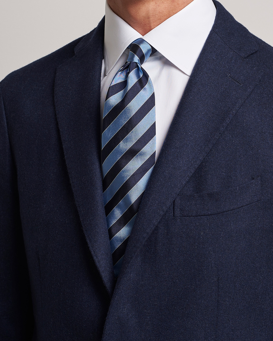 Herren | Zegna Regimental Stripe Silk Tie Navy | Zegna | Regimental Stripe Silk Tie Navy