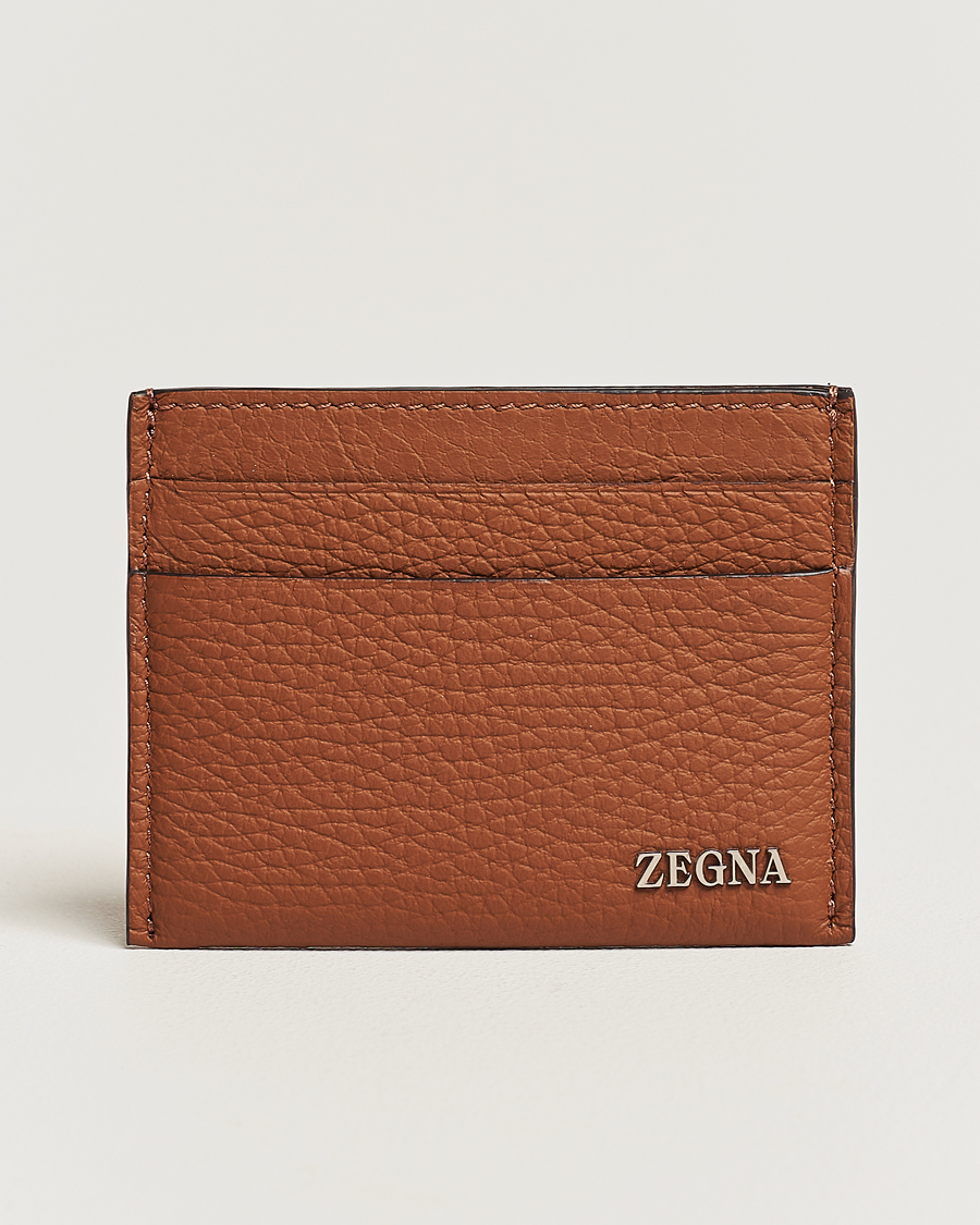 Herren | | Zegna | Grain Leather Card Holder Brown