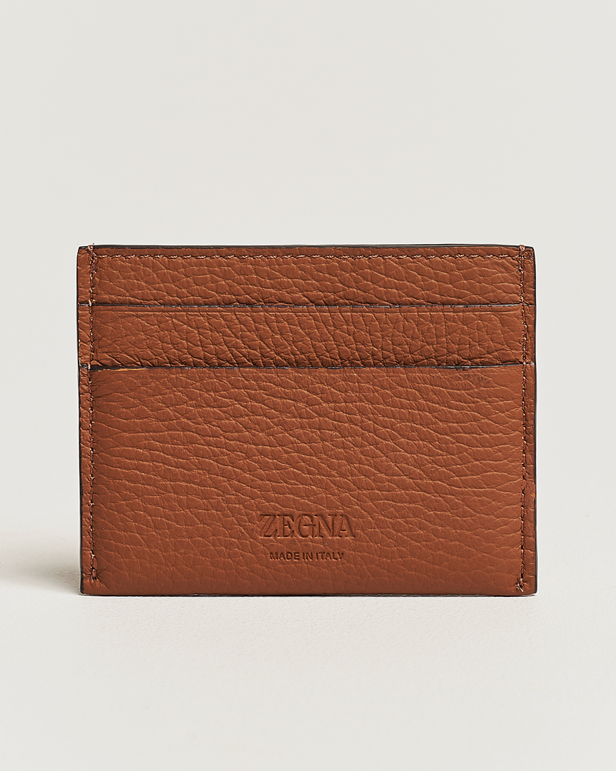 Herren | | Zegna | Grain Leather Card Holder Brown