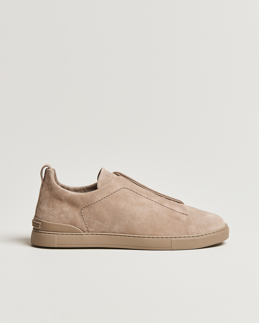 Herren | Zegna Triple Stitch Sneakers Full Beige Suede | Zegna | Triple Stitch Sneakers Full Beige Suede
