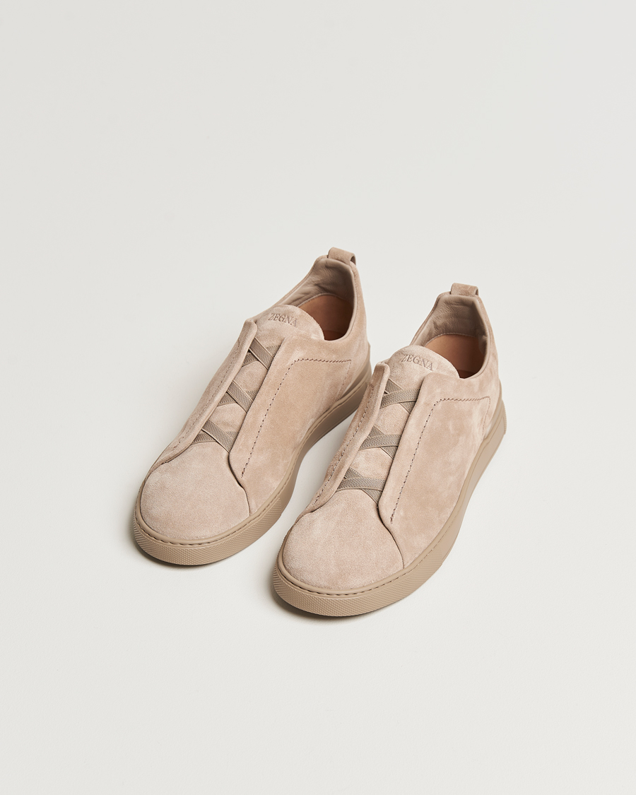 Herren | Zegna Triple Stitch Sneakers Full Beige Suede | Zegna | Triple Stitch Sneakers Full Beige Suede