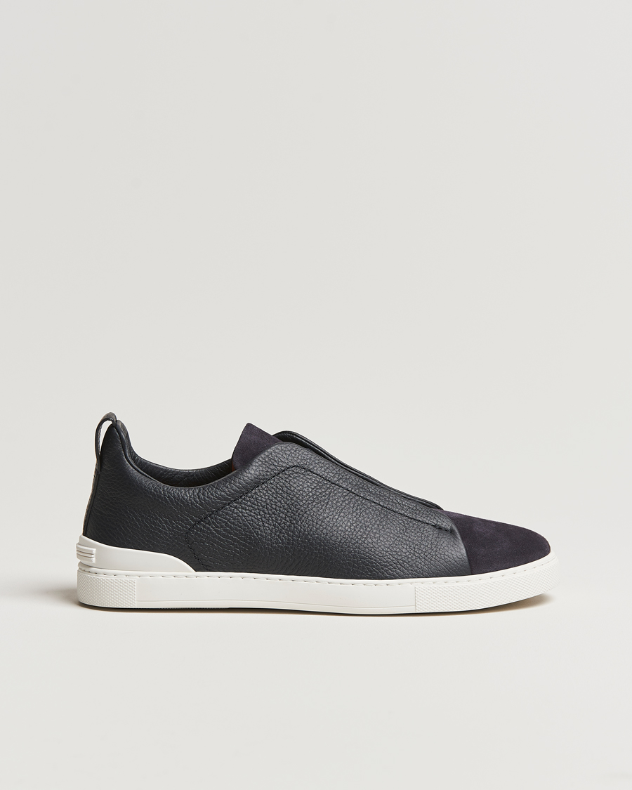 Herren | Zegna Triple Stitch Bi-Material Sneakers Navy | Zegna | Triple Stitch Bi-Material Sneakers Navy