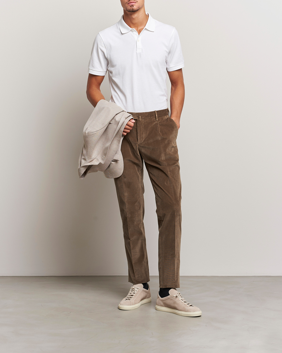 Herren | Hosen | PT01 | Slim Fit Pleated Corduroy Trousers Taupe