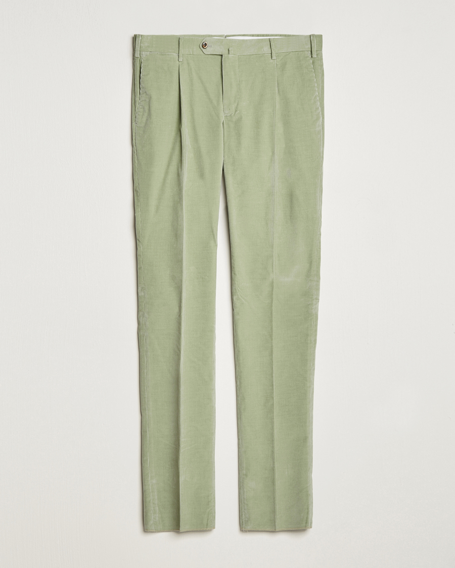 Herren | Hosen | PT01 | Slim Fit Pleated Corduroy Trousers Mint