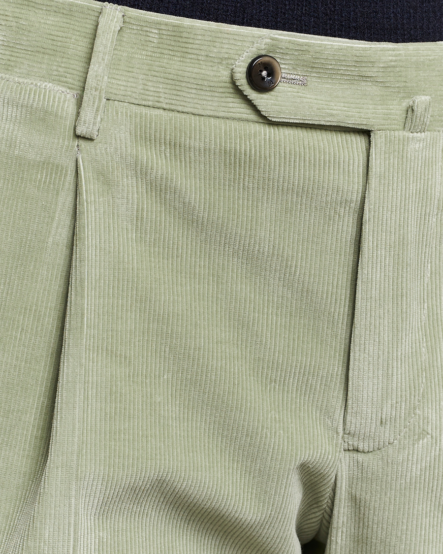 Herren | Hosen | PT01 | Slim Fit Pleated Corduroy Trousers Mint