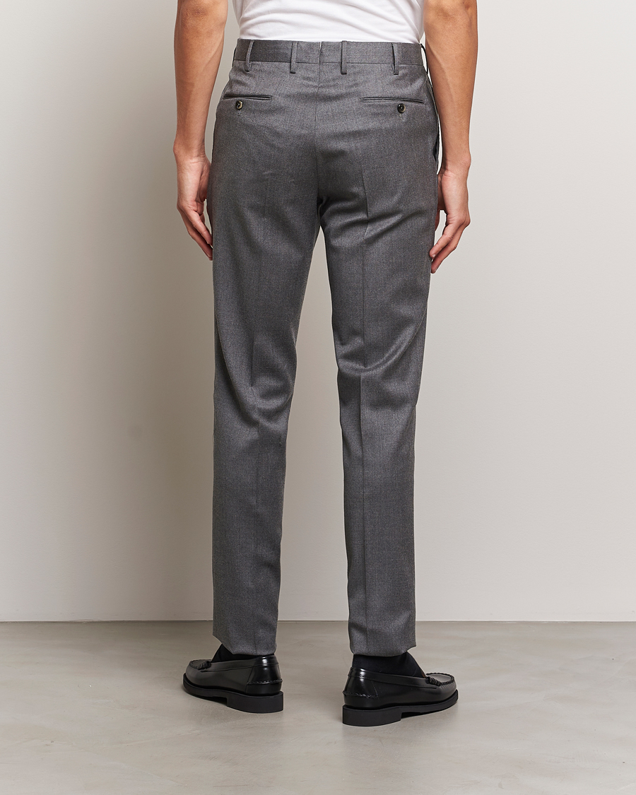 Herren | Hosen | PT01 | Slim Fit Pleated Flannel Trousers Grey Melange