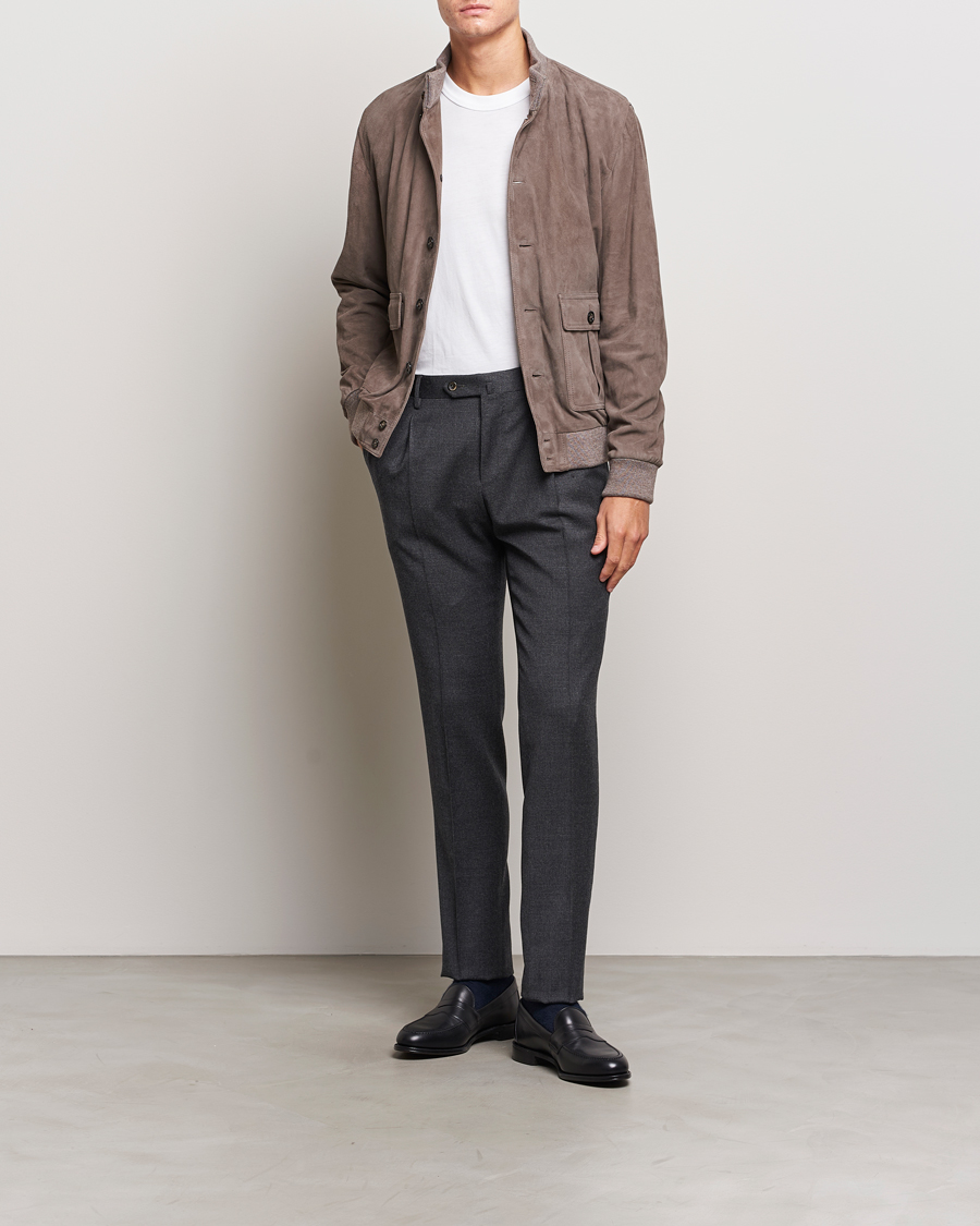 Herren | Hosen | PT01 | Slim Fit Pleated Houndstooth Trousers Medium Grey
