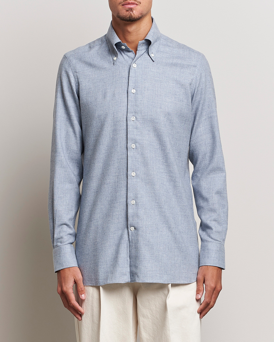 Herren | Hemden | 100Hands | Cotton Button Down Flannel Shirt Grey