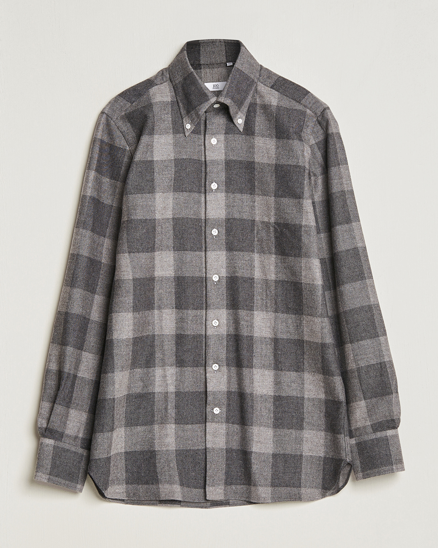 Herren | Freizeithemden | 100Hands | Large Checked Flannel Shirt Grey