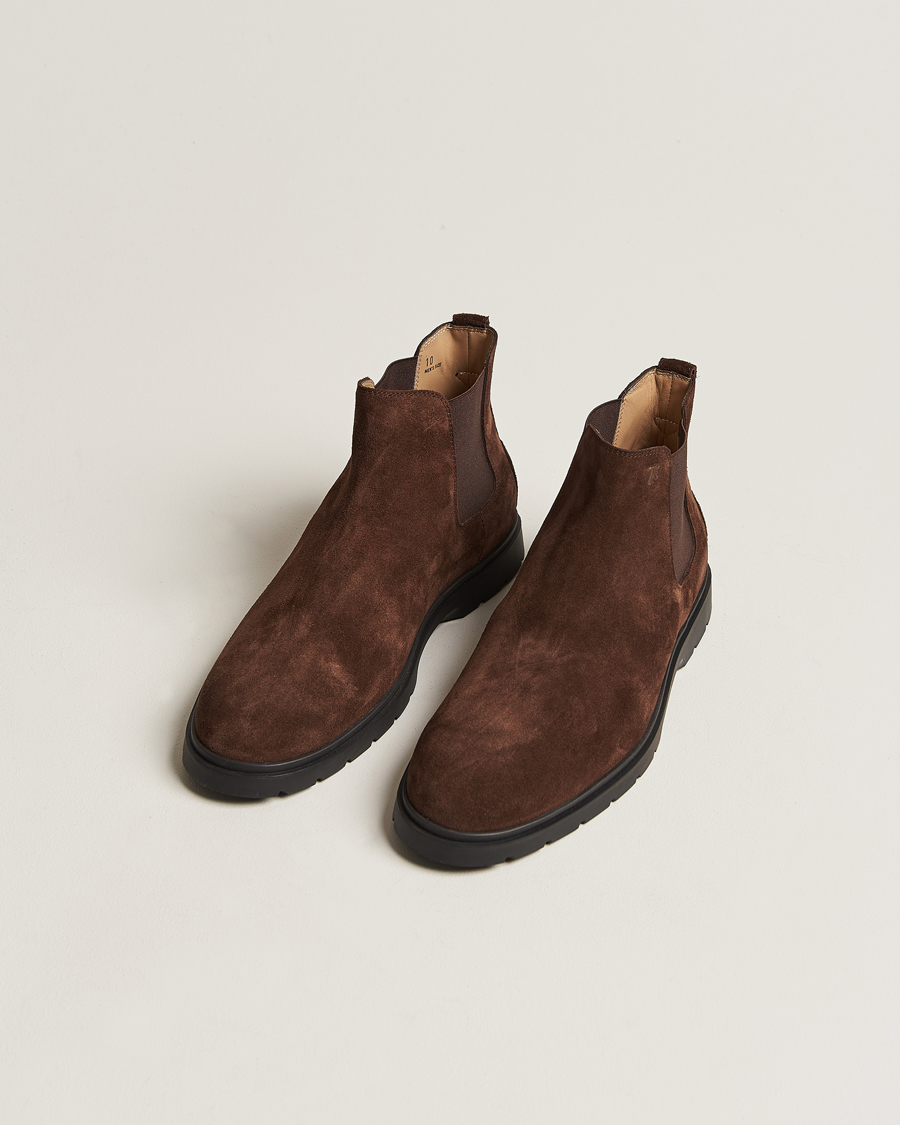Herren | Tod's Tronchetto Chelsea Boots Dark Brown Suede | Tod's | Tronchetto Chelsea Boots Dark Brown Suede