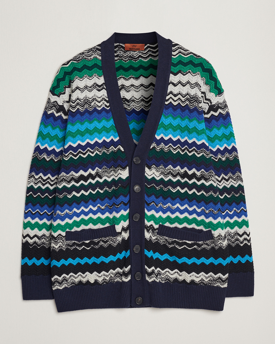 Herren | Missoni | Missoni | Chevron Wool Cardigan Black/Blue
