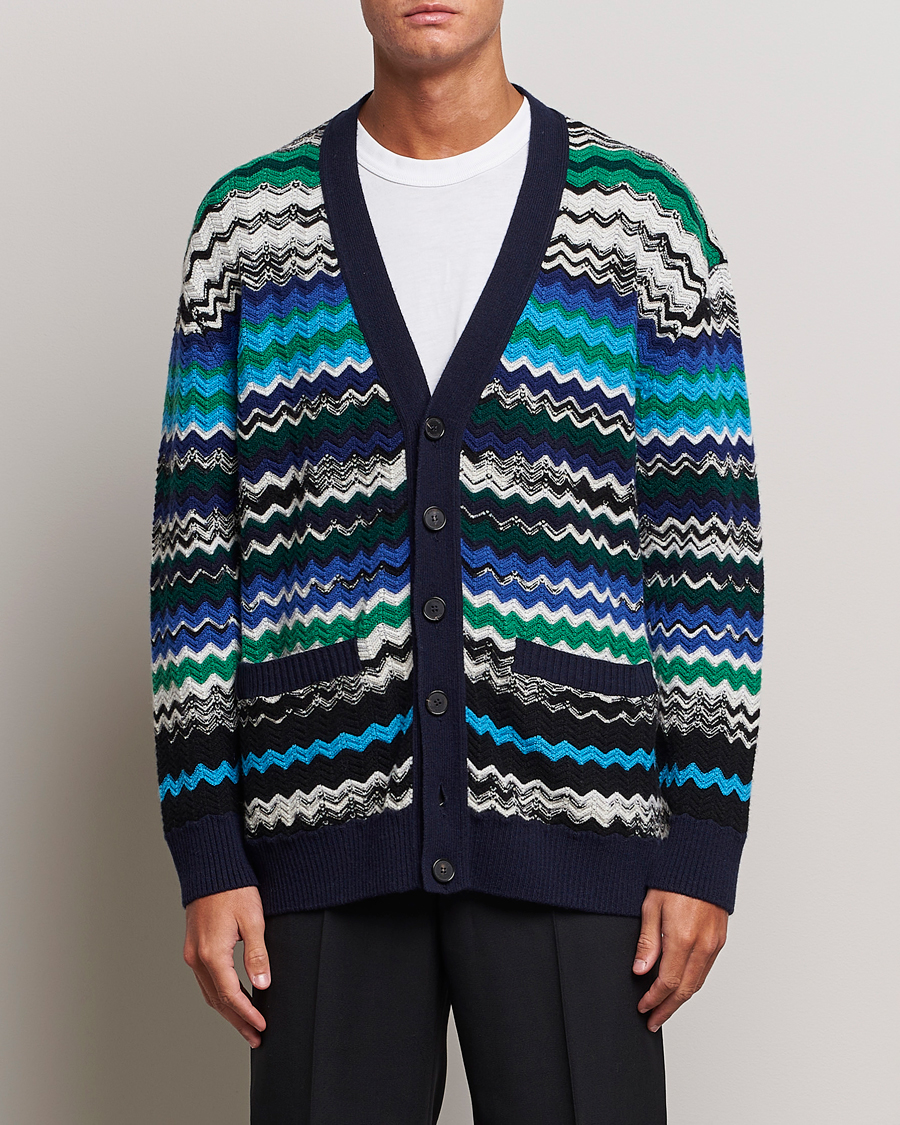 Herren | Missoni | Missoni | Chevron Wool Cardigan Black/Blue