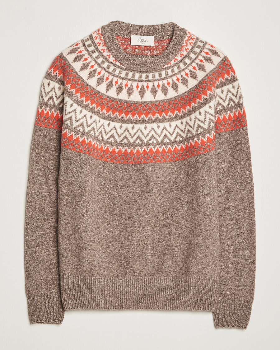 Herren | Weihnachtspullover | Altea | Cashmere Blend Norwegian Sweater Beige/Red