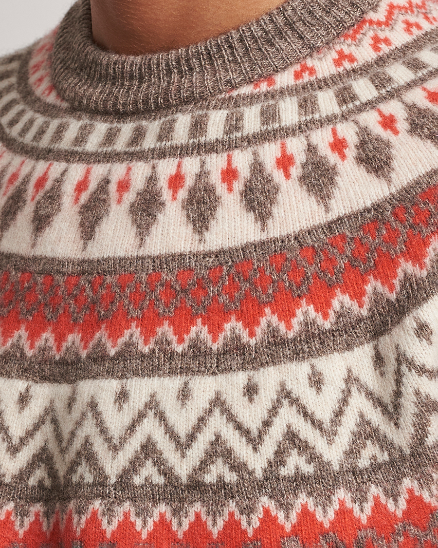 Herren | Pullover | Altea | Cashmere Blend Norwegian Sweater Beige/Red