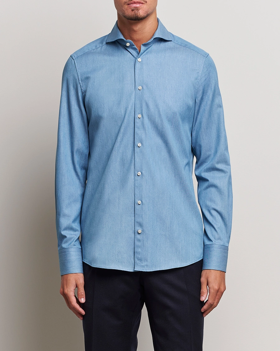 Herren | Hemden | Stenströms | 1899 Slim Denim Twill Shirt Indigo