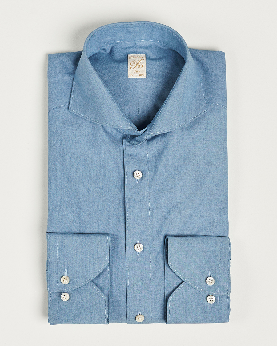 Herren | Hemden | Stenströms | 1899 Slim Denim Poplin Shirt Indigo