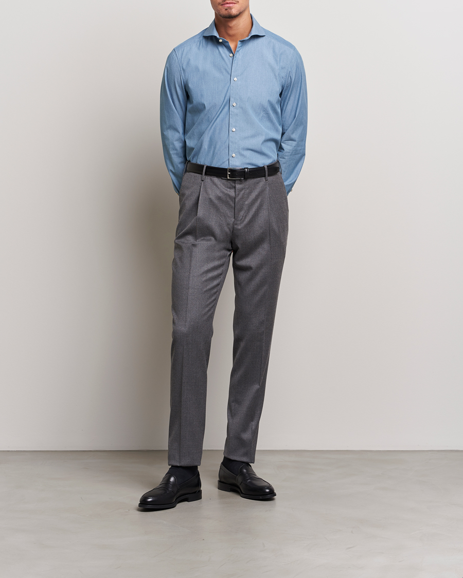 Herren | Hemden | Stenströms | 1899 Slim Denim Poplin Shirt Indigo