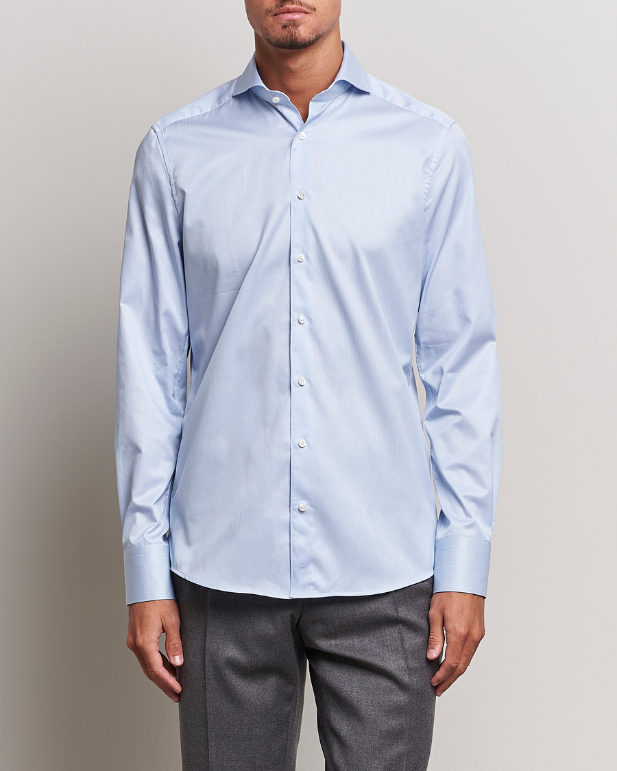 Herren | Formelle Hemden | Stenströms | 1899 Slim Supima Cotton Twill Stripe Shirt Blue