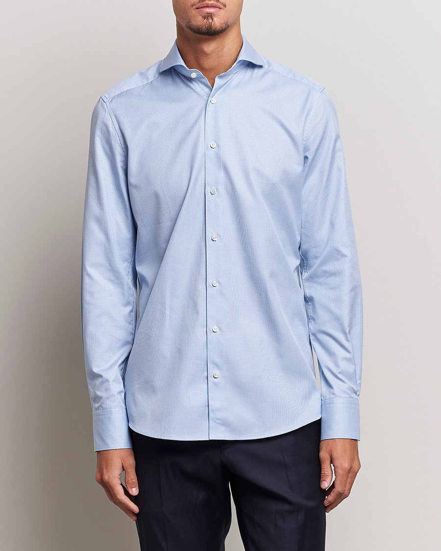 Herren | Formelle Hemden | Stenströms | 1899 Slim Supima Cotton Houndtooth Shirt Blue