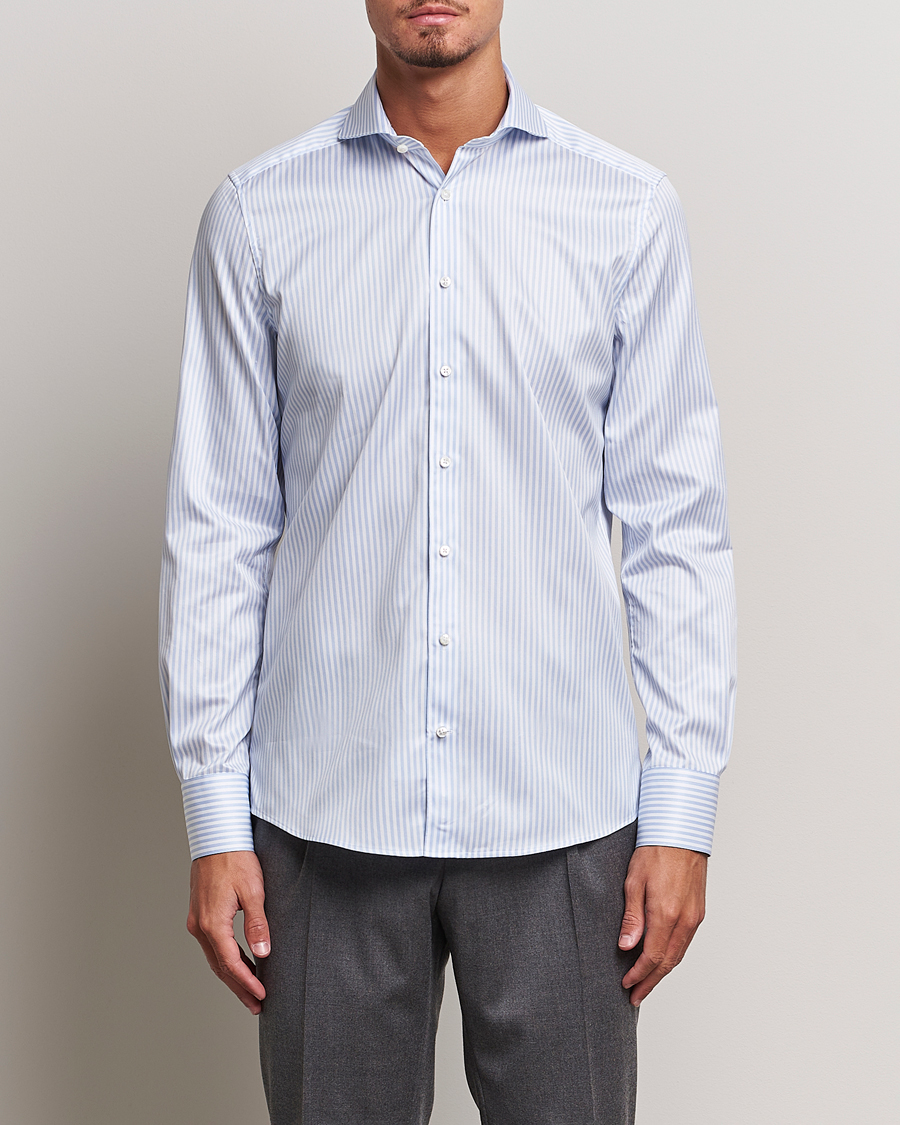 Herren | Businesshemden | Stenströms | 1899 Slim Supima Cotton Stripe Shirt Blue