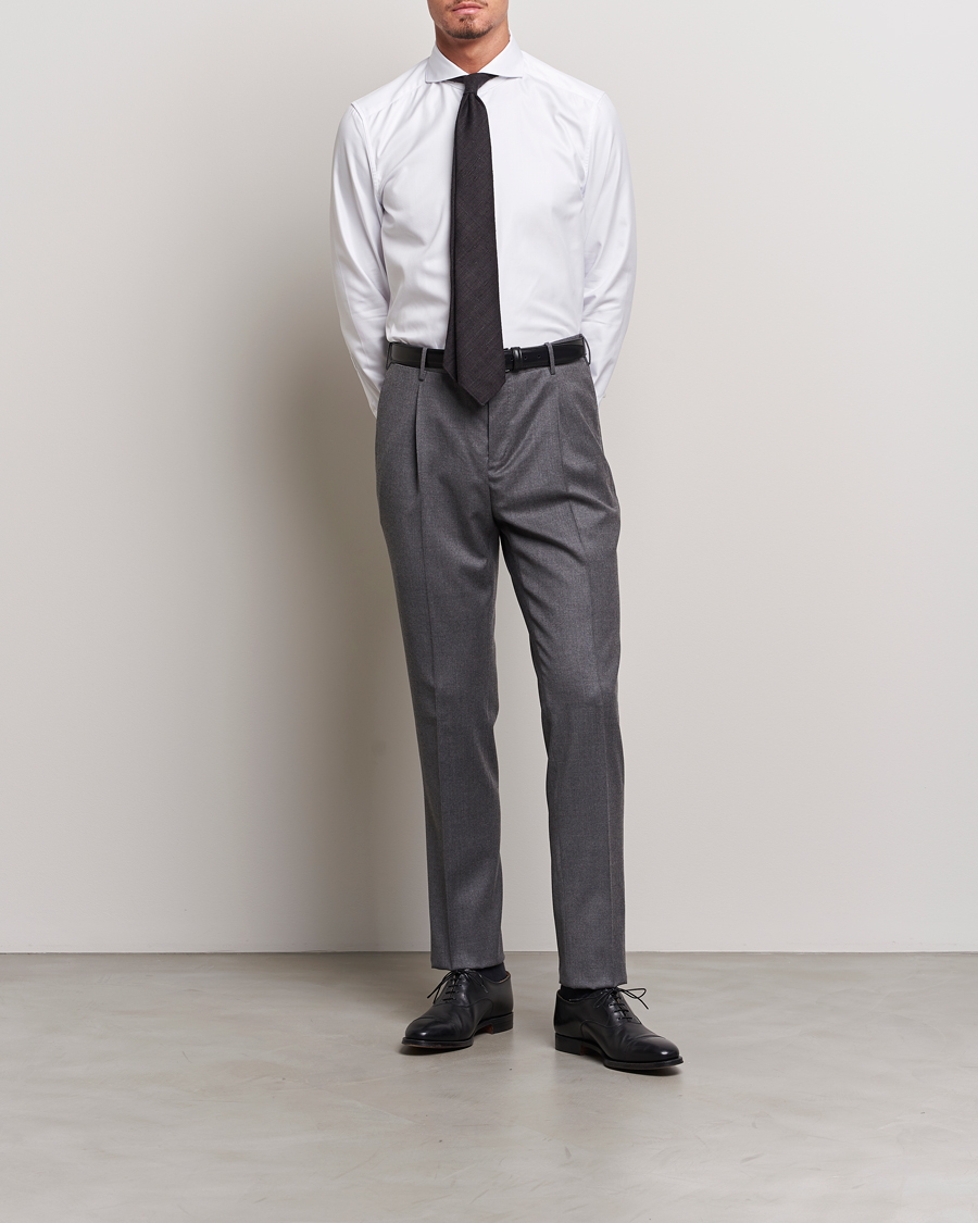 Herren | Businesshemden | Stenströms | 1899 Slim Supima Cotton Twill Shirt White