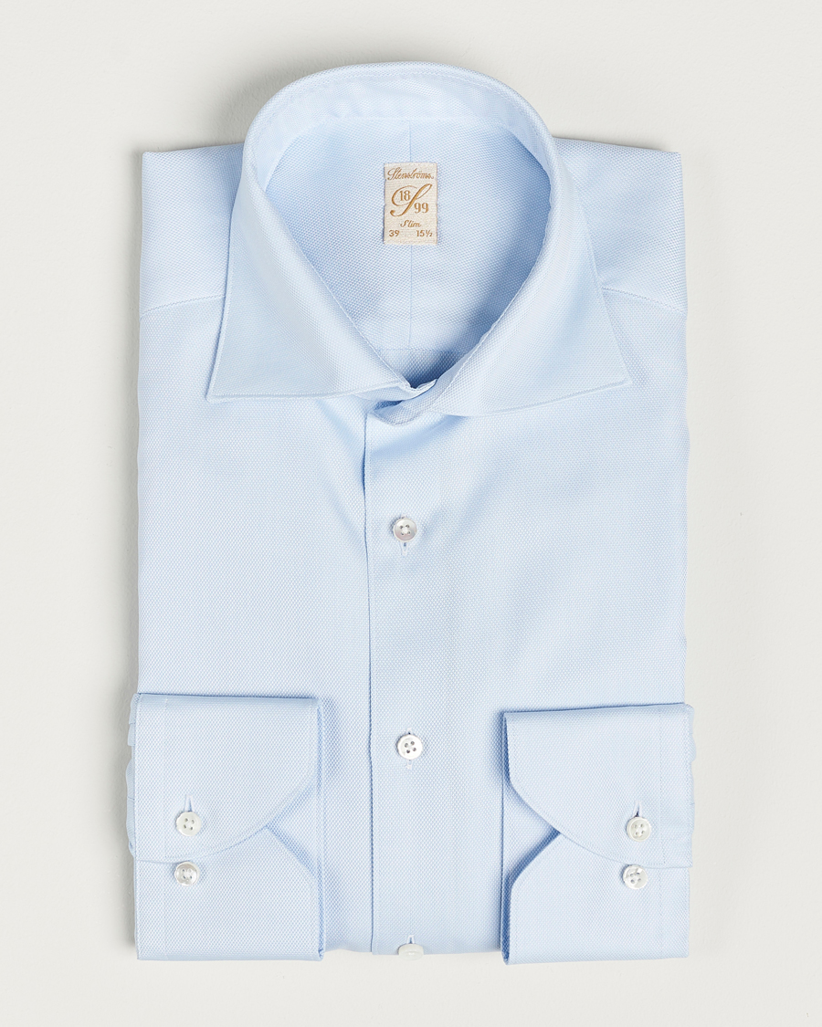 Herren | Hemden | Stenströms | 1899 Slim Cotton Royal Oxford Shirt Light Blue