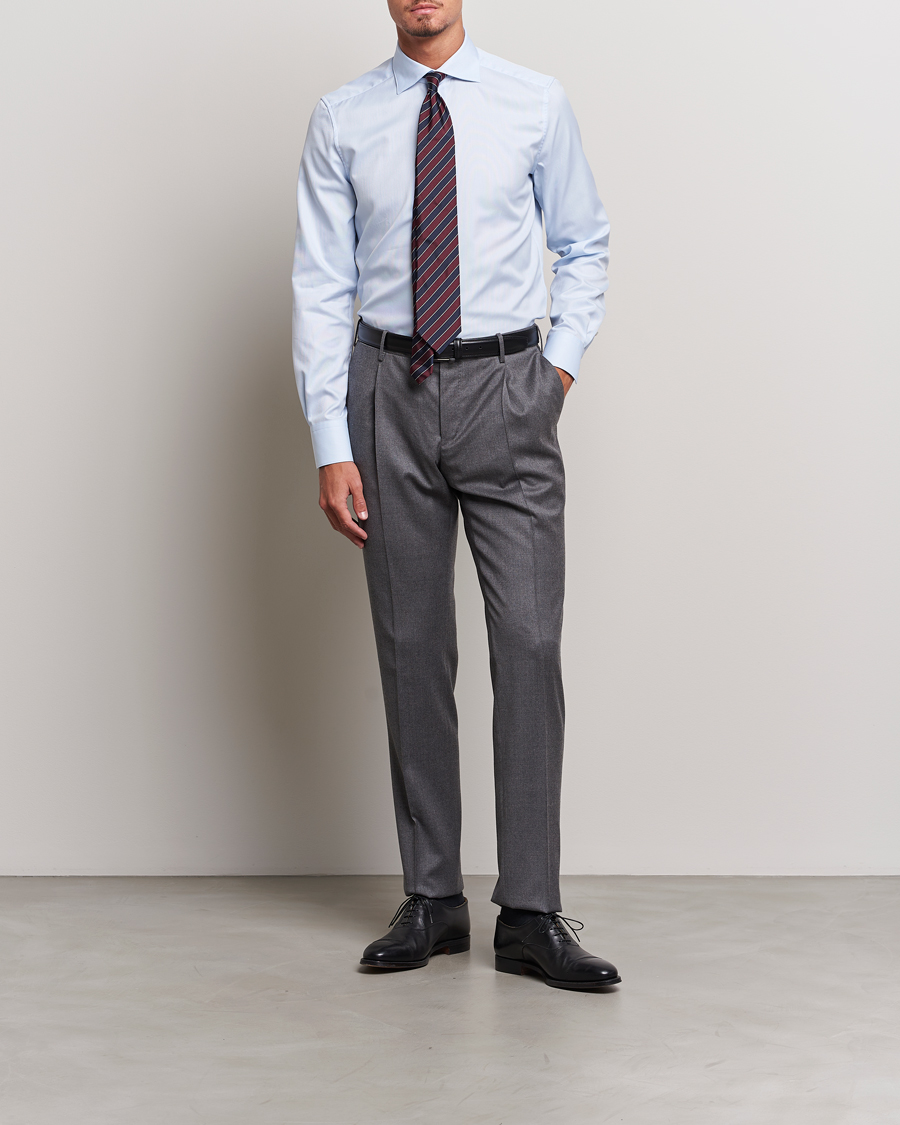 Herren | Hemden | Stenströms | 1899 Slim Cotton Royal Oxford Shirt Light Blue