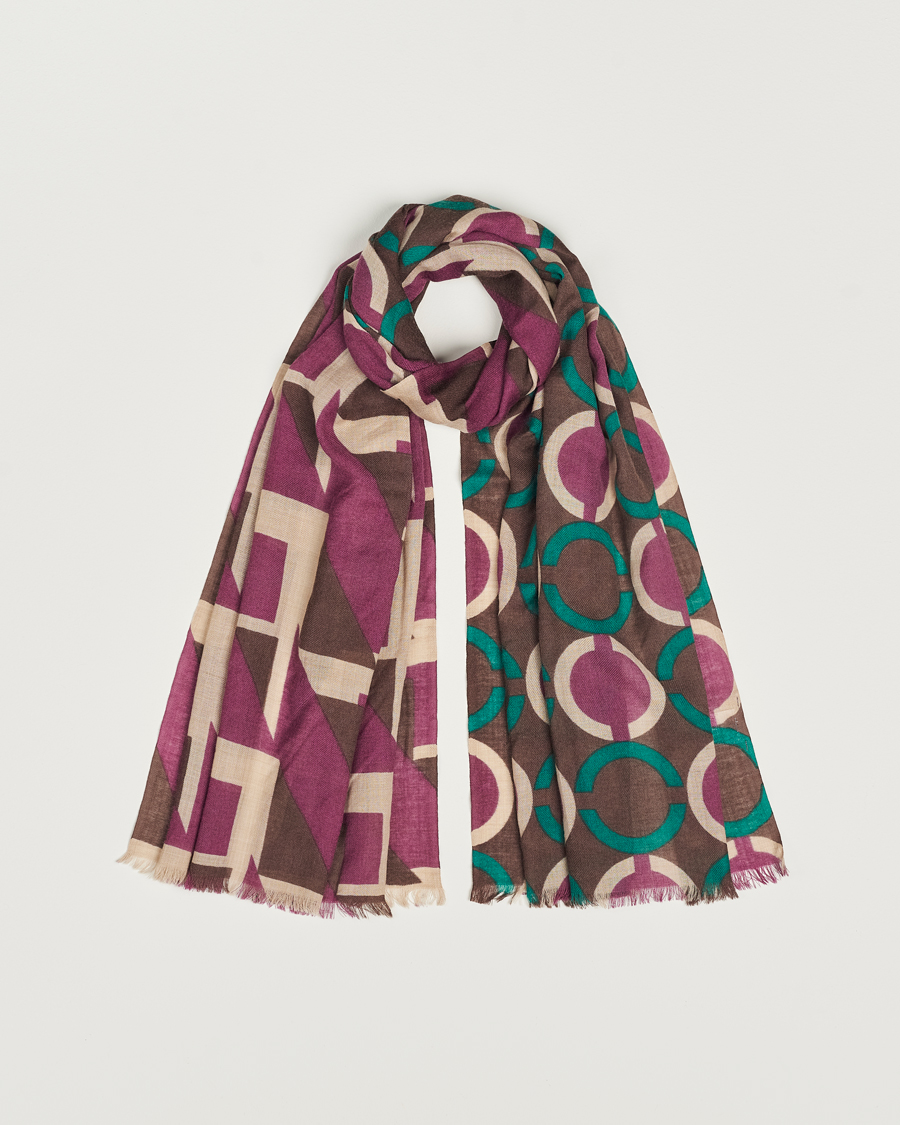 Herren | Altea Printed Wool Scarf Brown | Altea | Printed Wool Scarf Brown