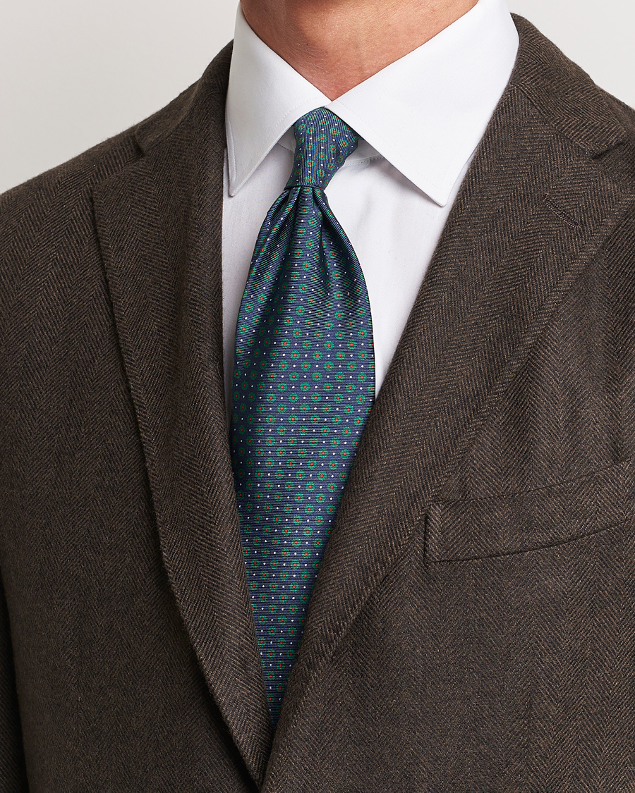 Herren |  | Altea | Printed Silk Tie Navy/Green