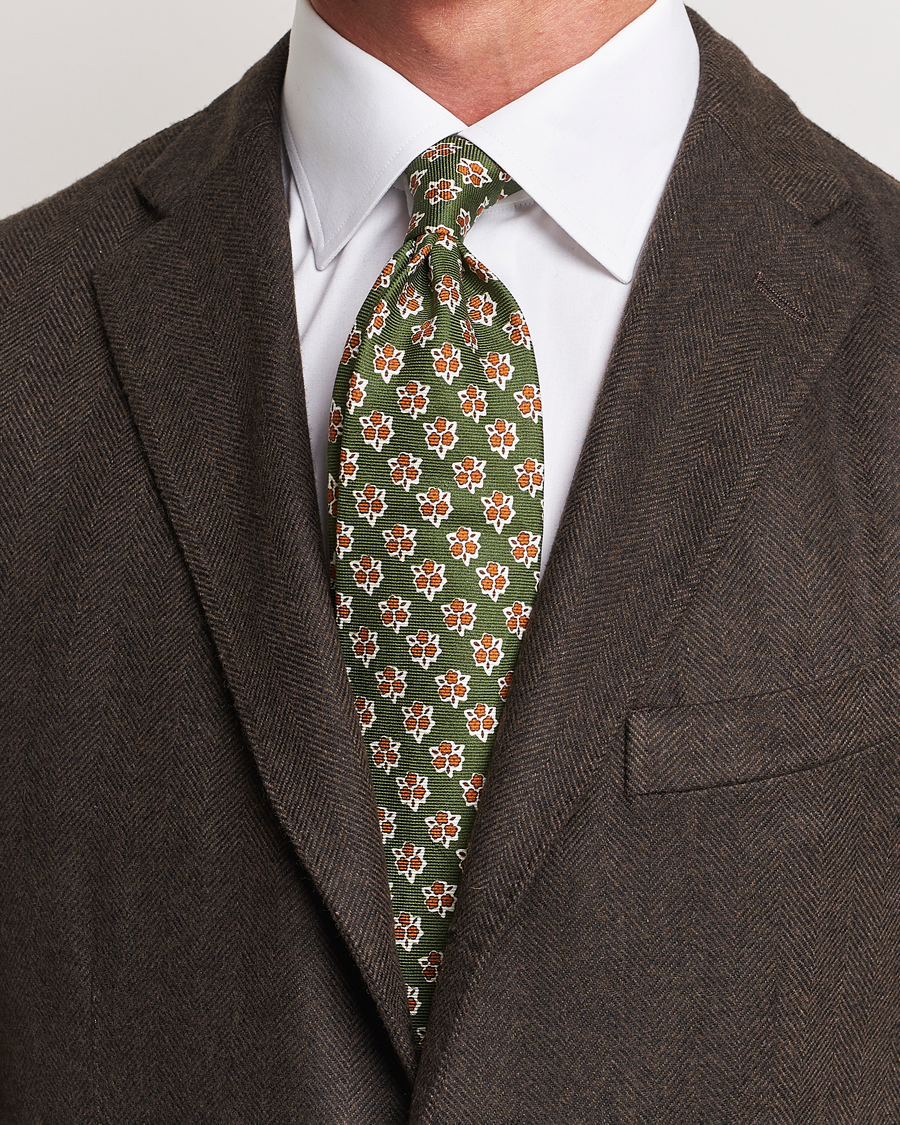 Herren | Krawatten | Altea | Printed Silk Tie Green