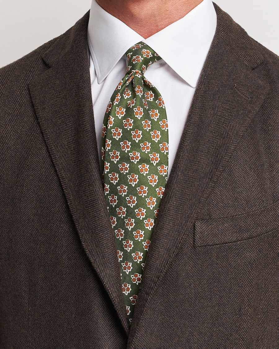 Herren |  | Altea | Printed Silk Tie Green